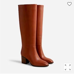 Sadie knee high boots in leather (Rich Oak)